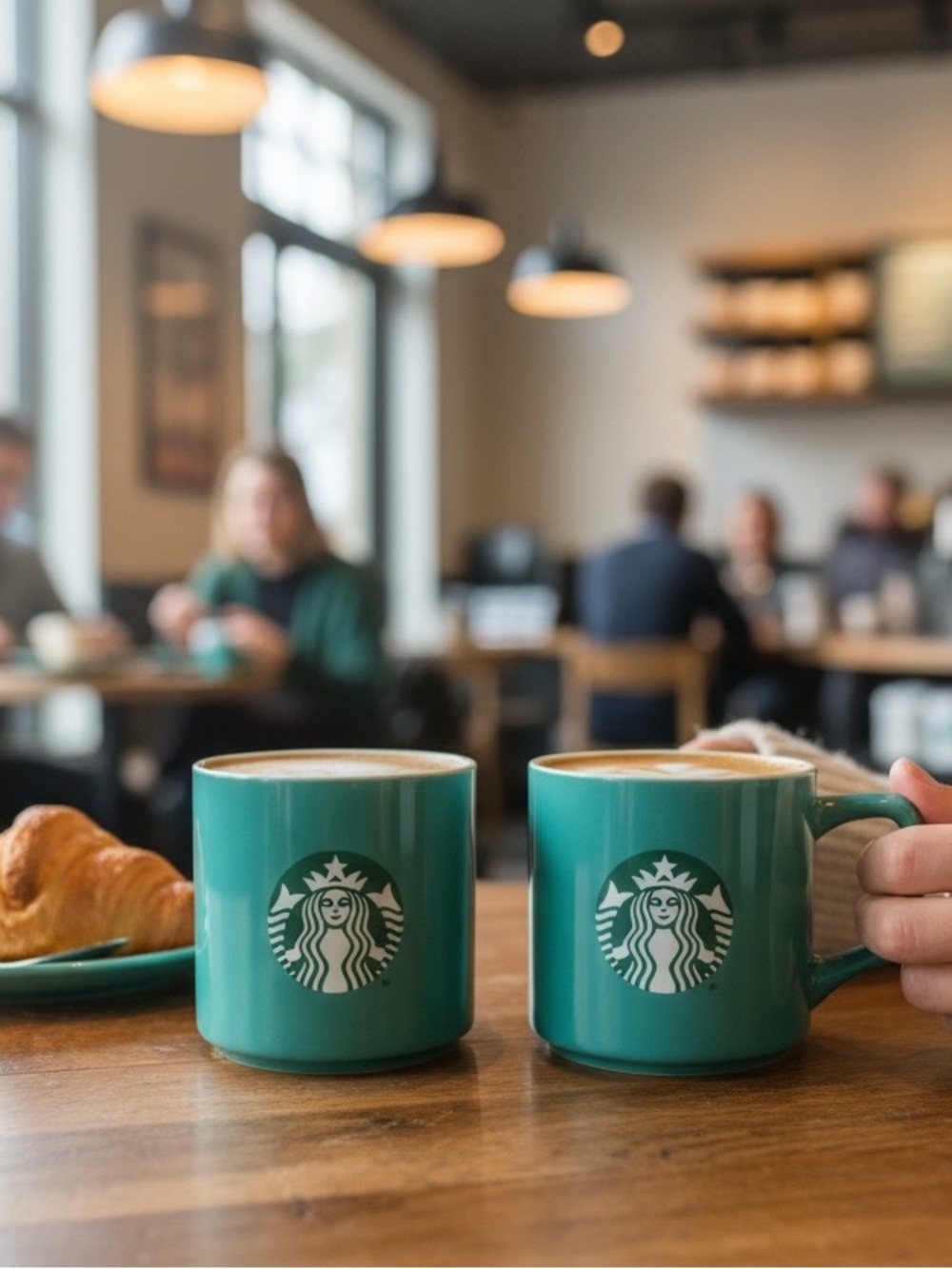 Starbucks Aqua Green Ceramic Mugs - Pair